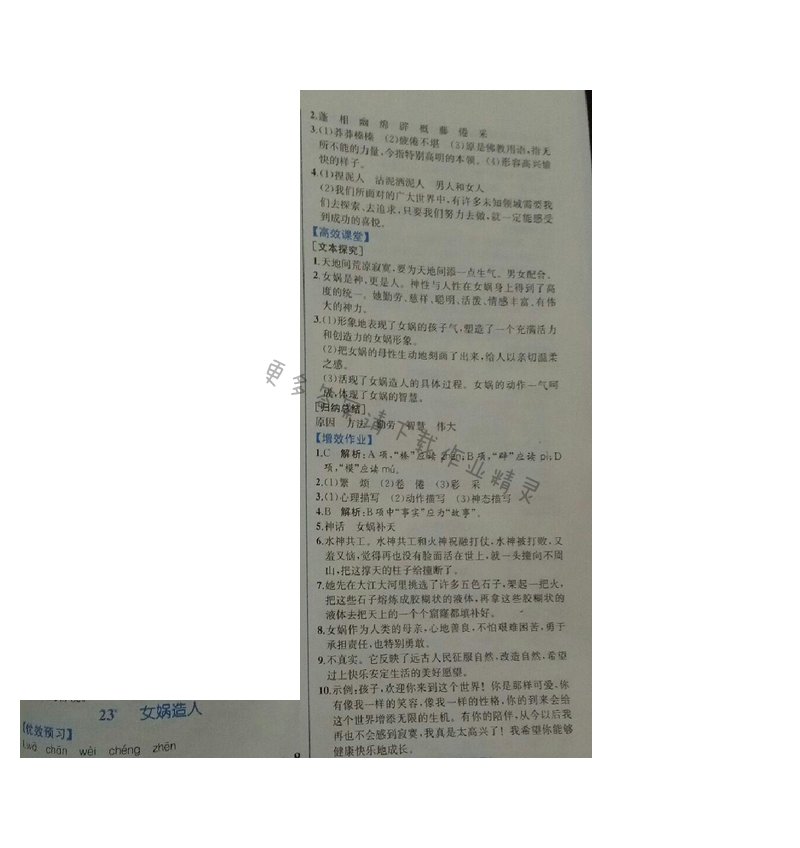 金学典同步解析与测评七年级语文上册（人教版）23.女蜗造人