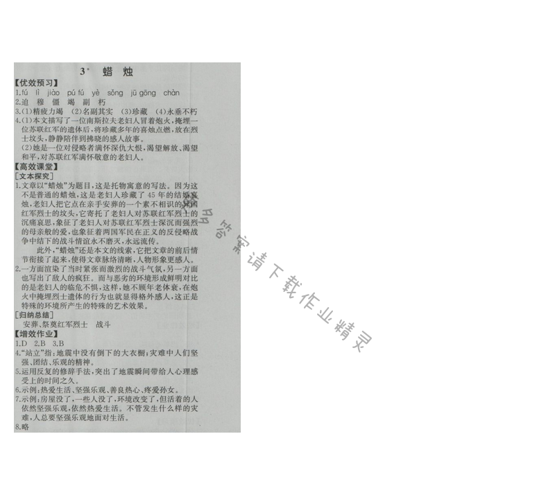 金学典同步解析与测评八年级语文上册（人教版）3.蜡烛