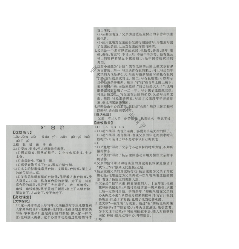 金学典同步解析与测评八年级语文上册（人教版）8.台阶