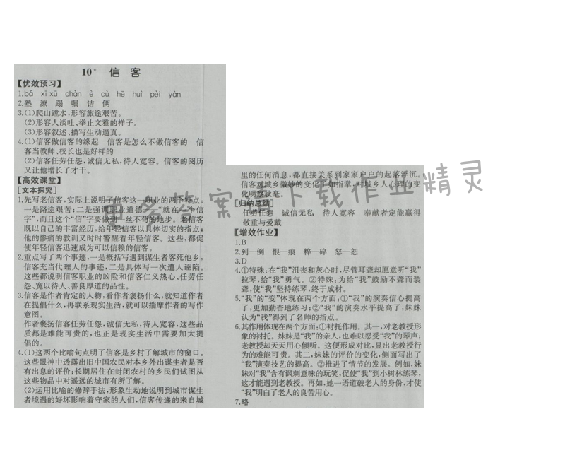 金学典同步解析与测评八年级语文上册（人教版）10.信客