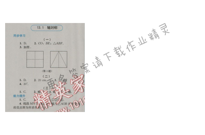 金学典同步解析与测评八年级数学上册（人教版）13.1轴对称
