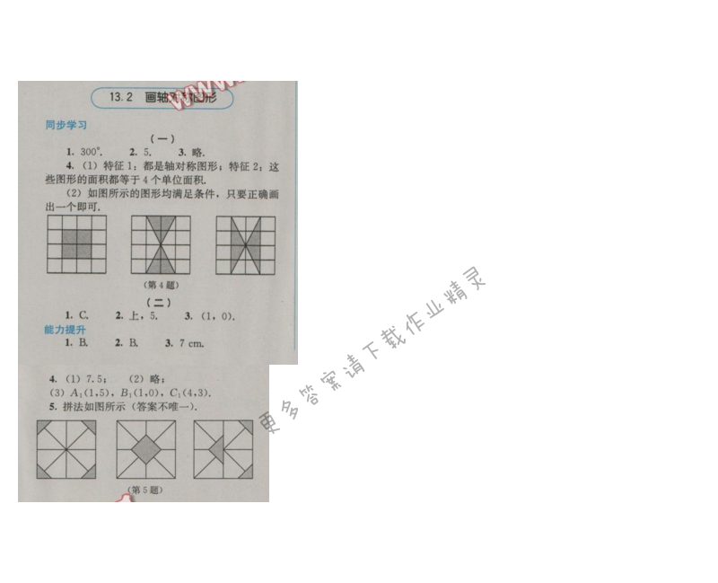 金学典同步解析与测评八年级数学上册（人教版）13.2画轴对称图形