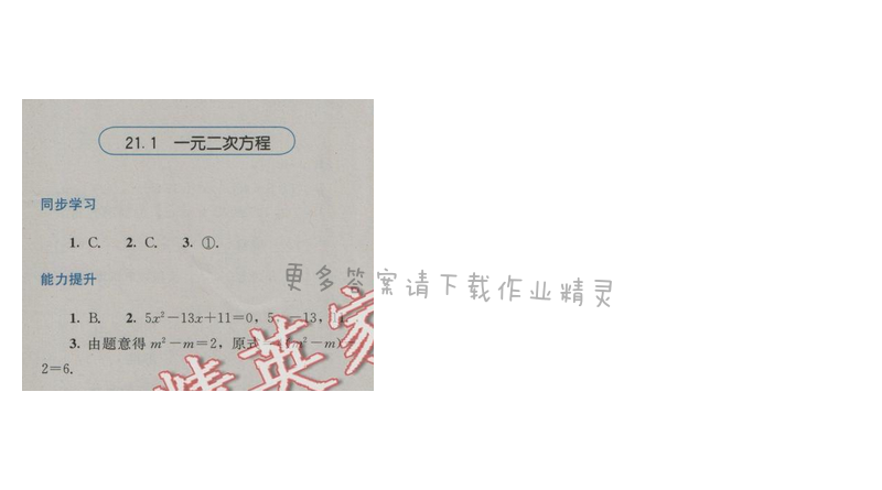 金学典同步解析与测评九年级数学上册（人教版）21.1一元二次方程