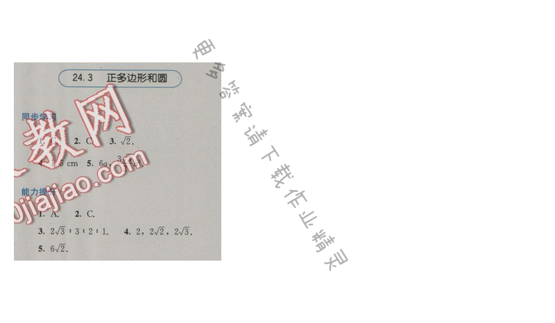 金学典同步解析与测评九年级数学上册（人教版）24.3正多边形和圆