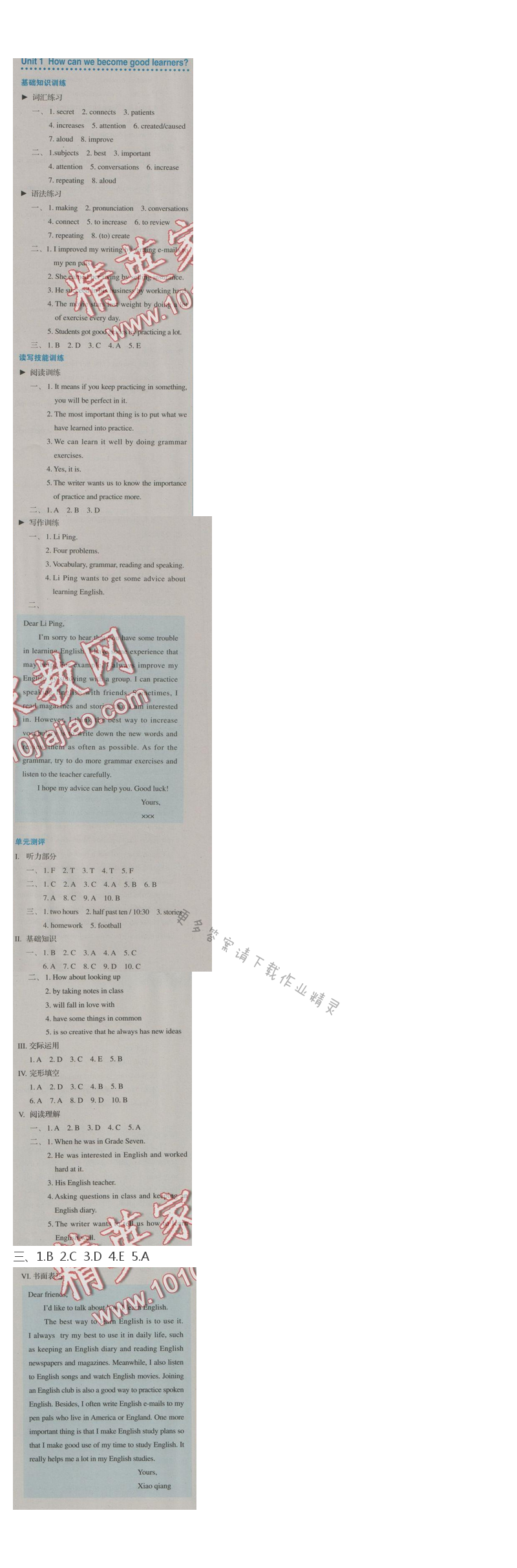 金学典同步解析与测评九年级英语全一册（人教版）Unit 1