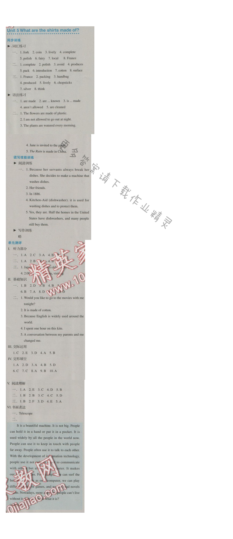 金学典同步解析与测评九年级英语全一册（人教版）Unit 5
