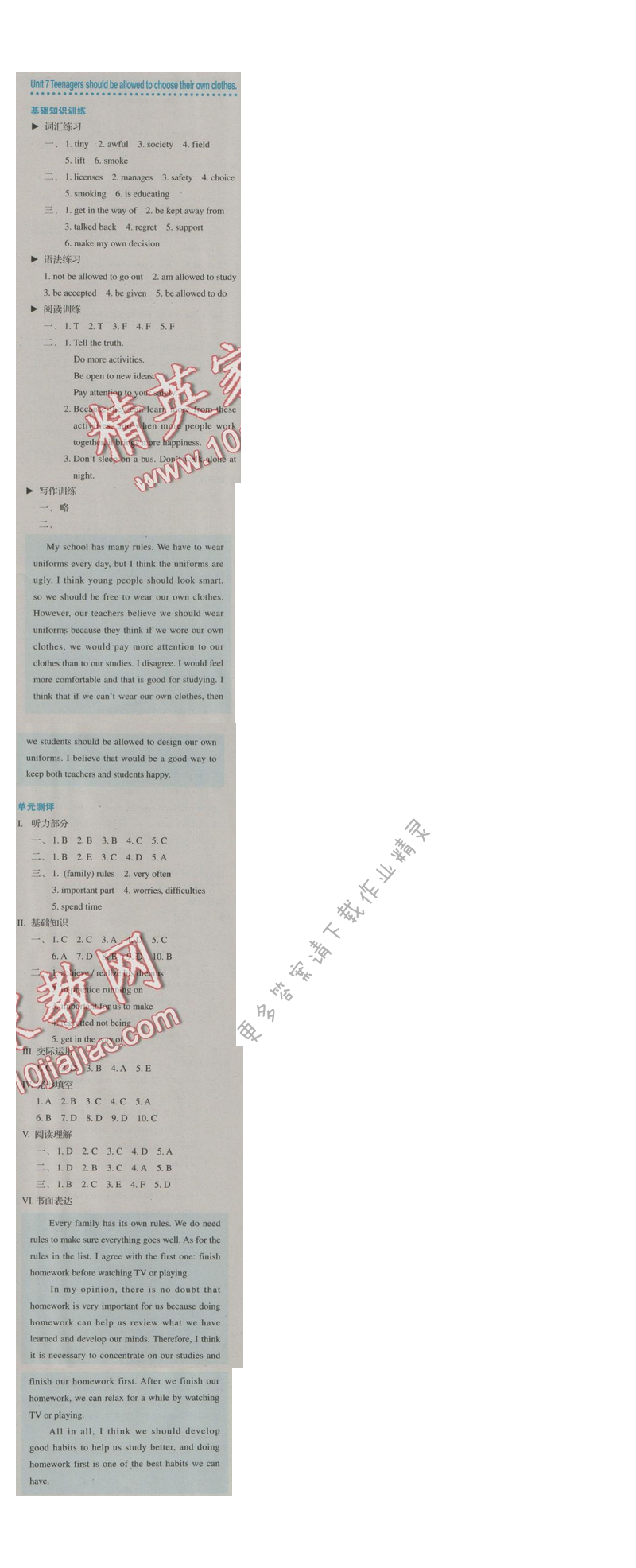 金学典同步解析与测评九年级英语全一册（人教版）Unit 7