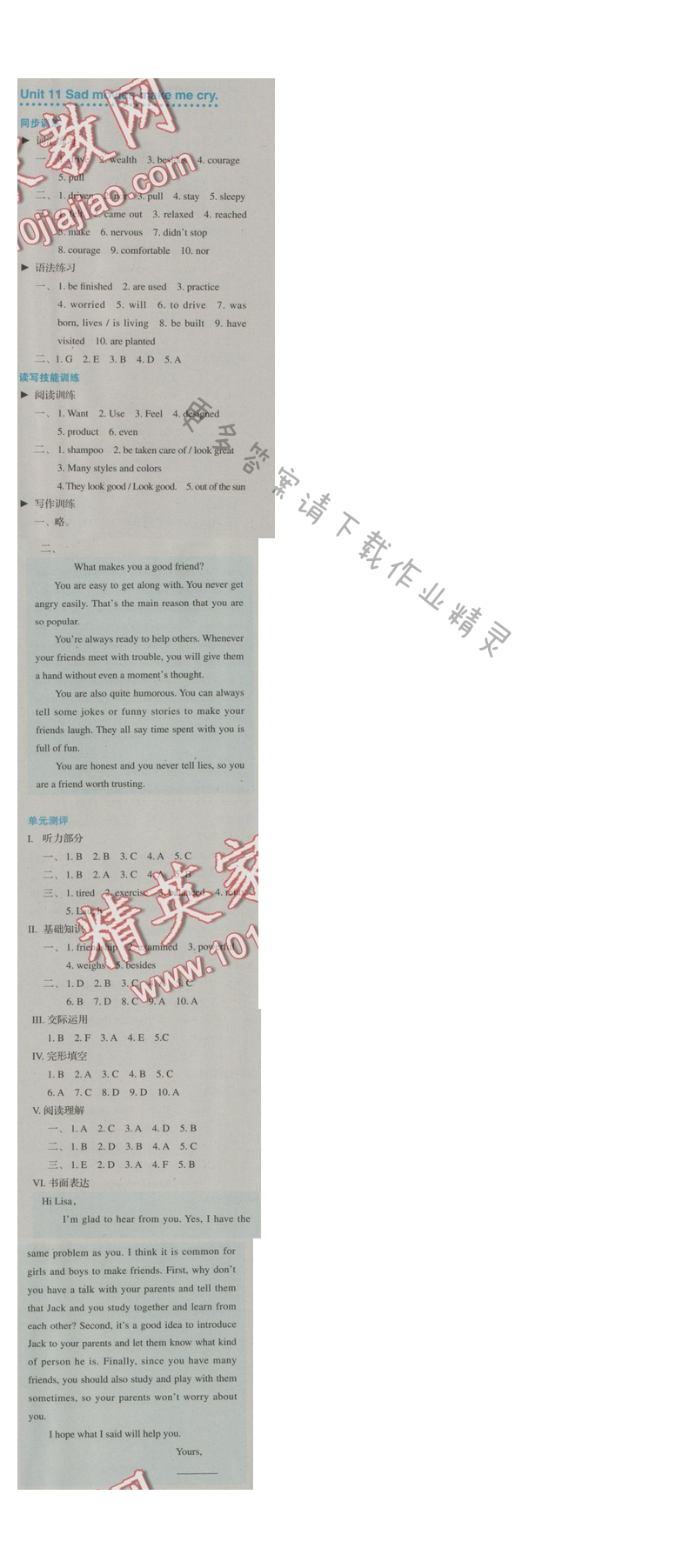 金学典同步解析与测评九年级英语全一册（人教版）Unit 11