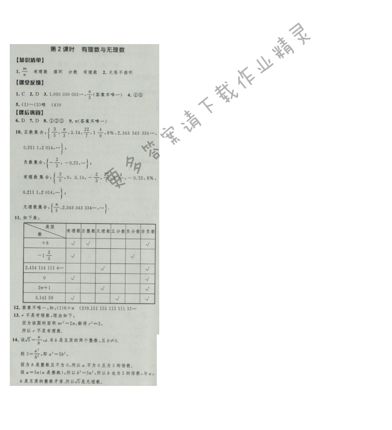 经纶学典新课时作业七年级数学上册江苏版 第2课时 有理数与无理数