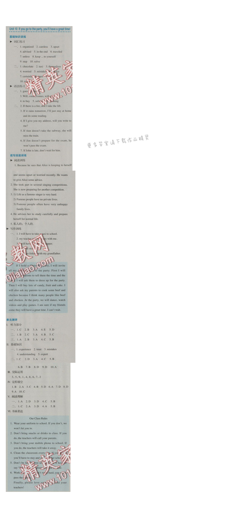 金学典同步解析与测评八年级英语上册（人教版）Unit 10
