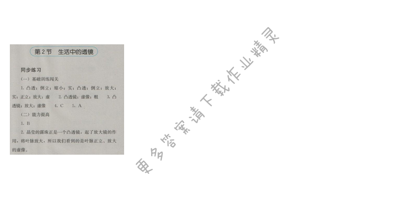 金学典同步解析与测评八年级物理上册（人教版）第五章第2节