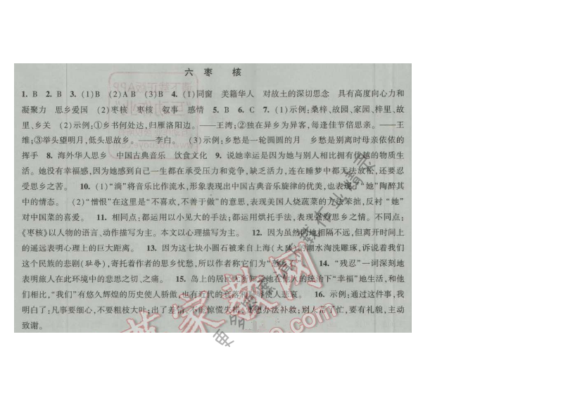 经纶学典新课时作业八年级语文上册江苏版 六 枣核