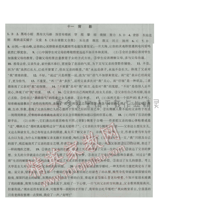 经纶学典新课时作业八年级语文上册江苏版 十一 背影