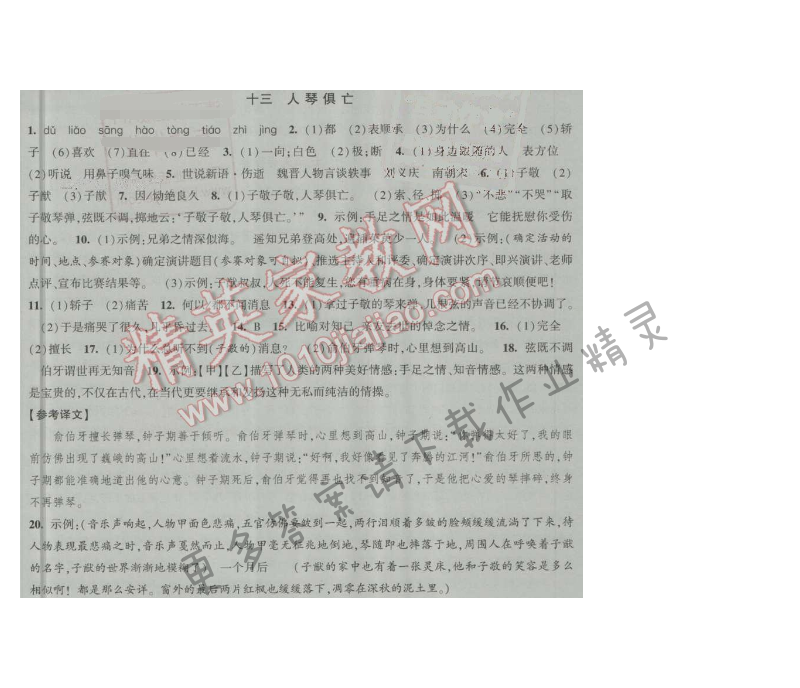 经纶学典新课时作业八年级语文上册江苏版 十三 人琴俱亡