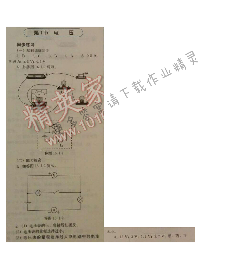 金学典同步解析与测评九年级物理全一册（人教版）第十六章第1节
