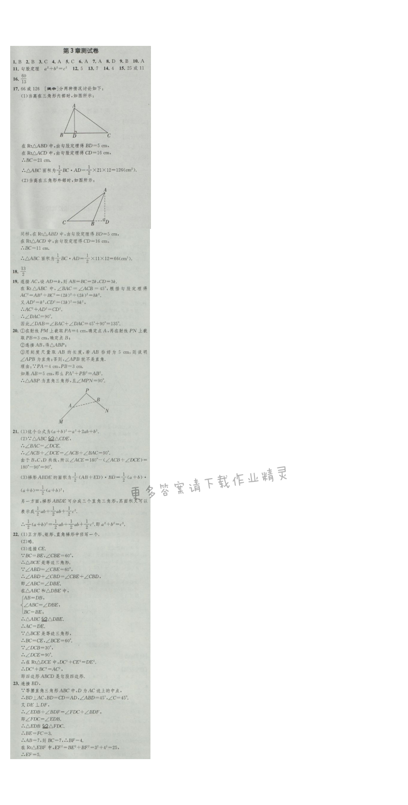 经纶学典新课时作业八年级数学上册江苏版 第3章测试卷