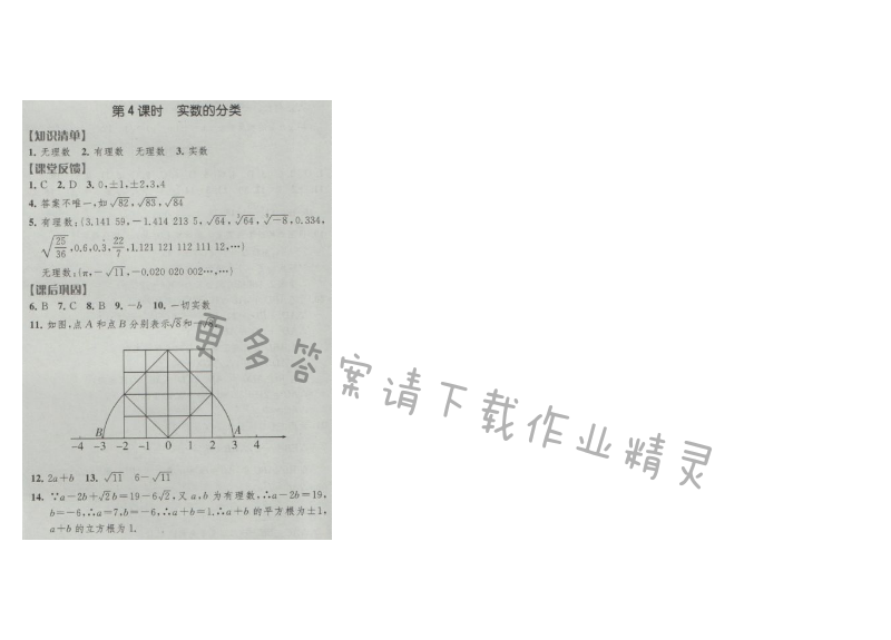 经纶学典新课时作业八年级数学上册江苏版 第4课时 实数的分类