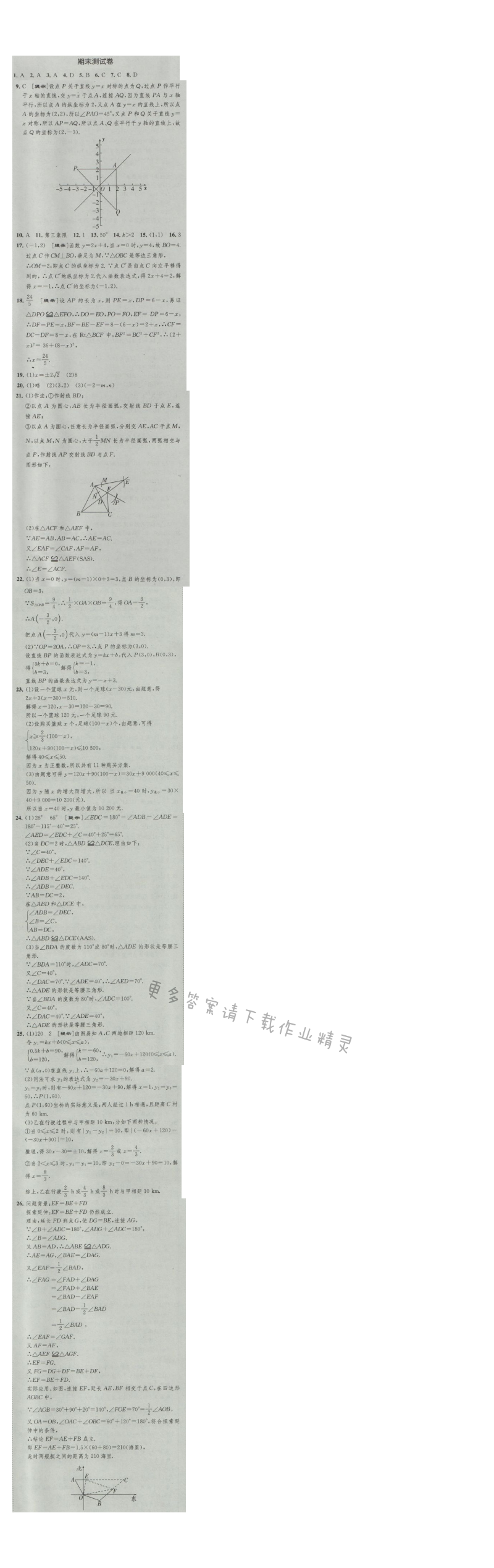 经纶学典新课时作业八年级数学上册江苏版 期末测试卷