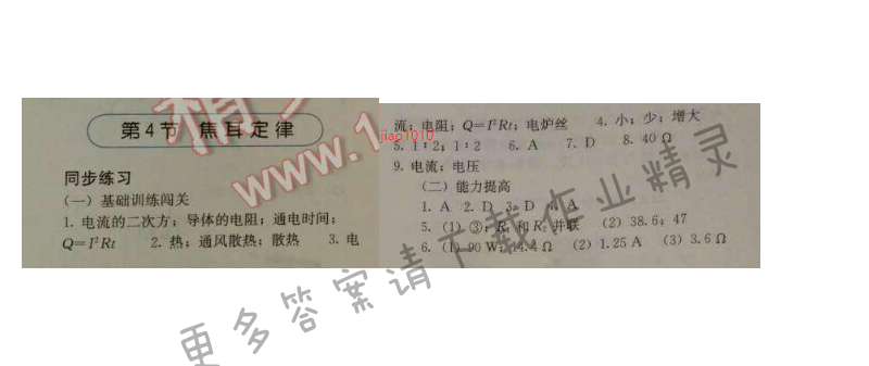 金学典同步解析与测评九年级物理全一册（人教版）第十八章第4节
