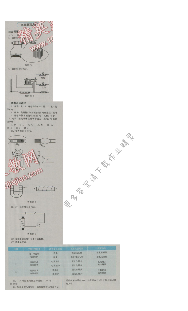 金学典同步解析与测评九年级物理全一册（人教版）第二十章复习方略