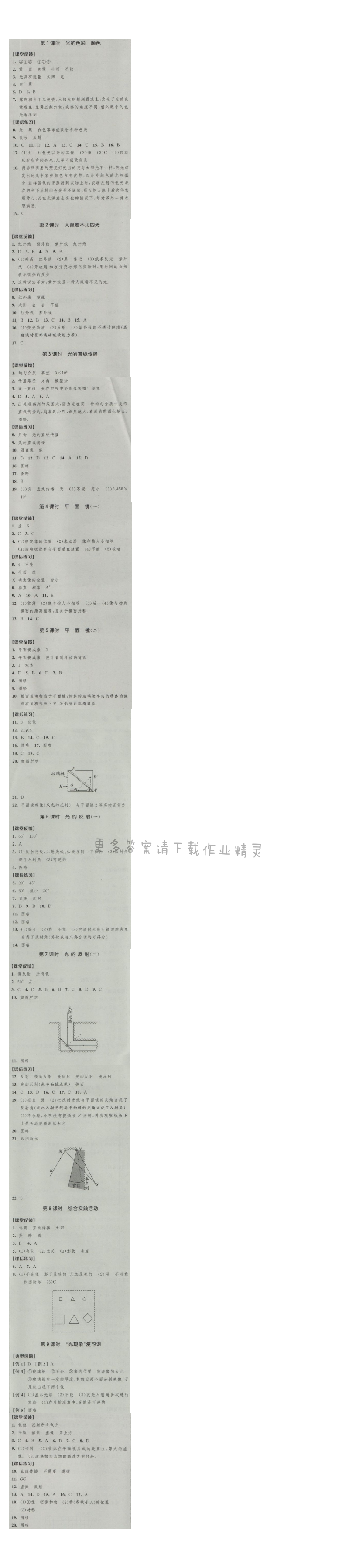 经纶学典新课时作业八年级物理上册江苏版 第三章 光现象