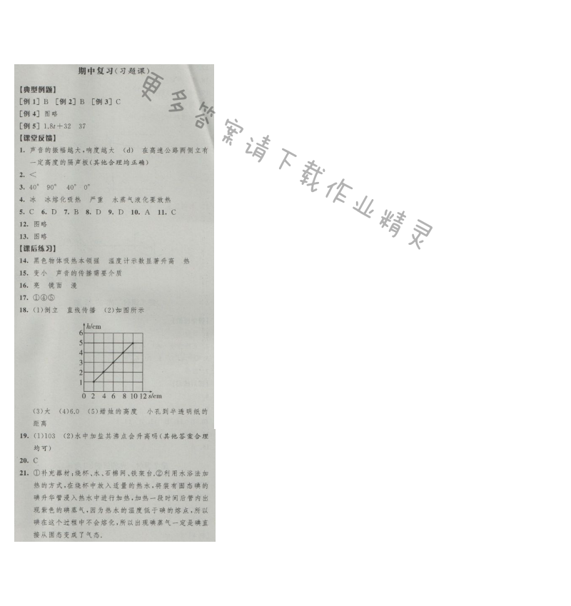 经纶学典新课时作业八年级物理上册江苏版 期中复习(习题课)