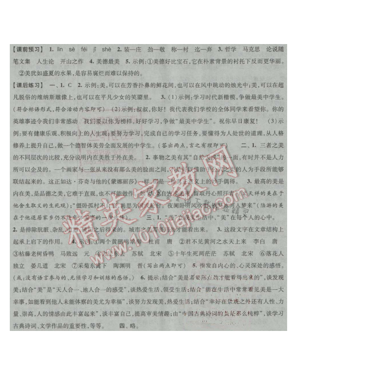 经纶学典新课时作业九年级语文上册江苏版 十二 论美
