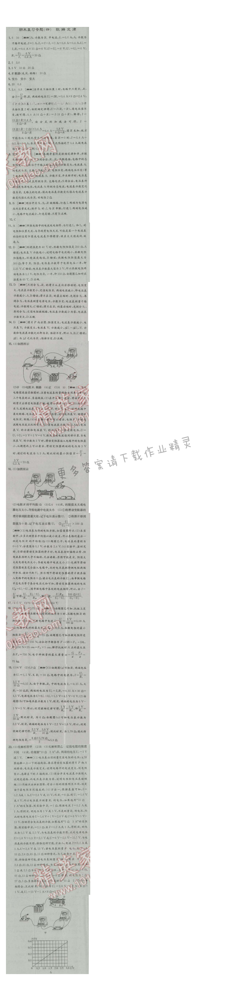 经纶学典学霸九年级物理上册江苏版 期末复习专题(四)