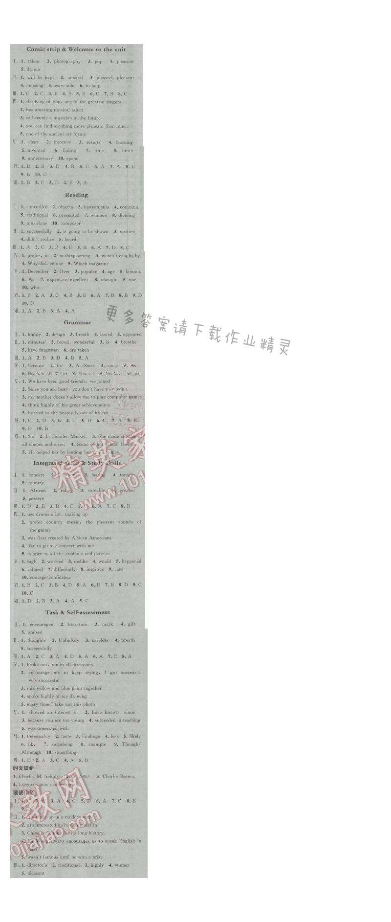 经纶学典学霸九年级英语上册江苏版 Unit5 Art world