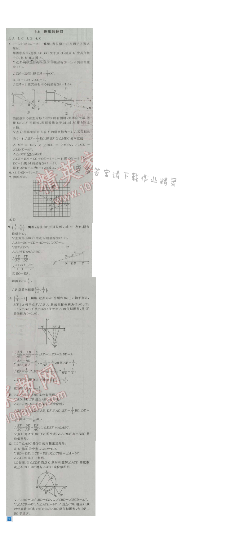 经纶学典学霸九年级数学上册江苏版 6.6 图形的位似