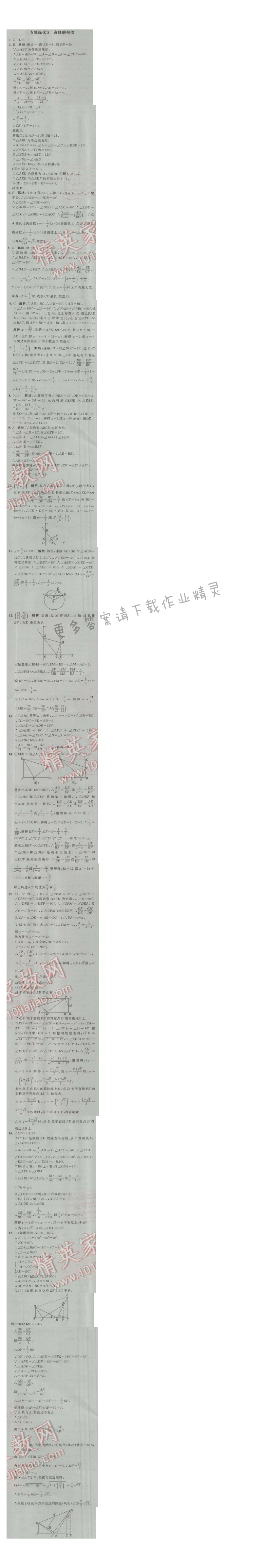 经纶学典学霸九年级数学上册江苏版 专题提优5 奇妙的相似