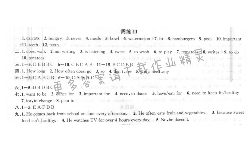 提优训练非常阶段123七年级英语上册江苏版 周练11
