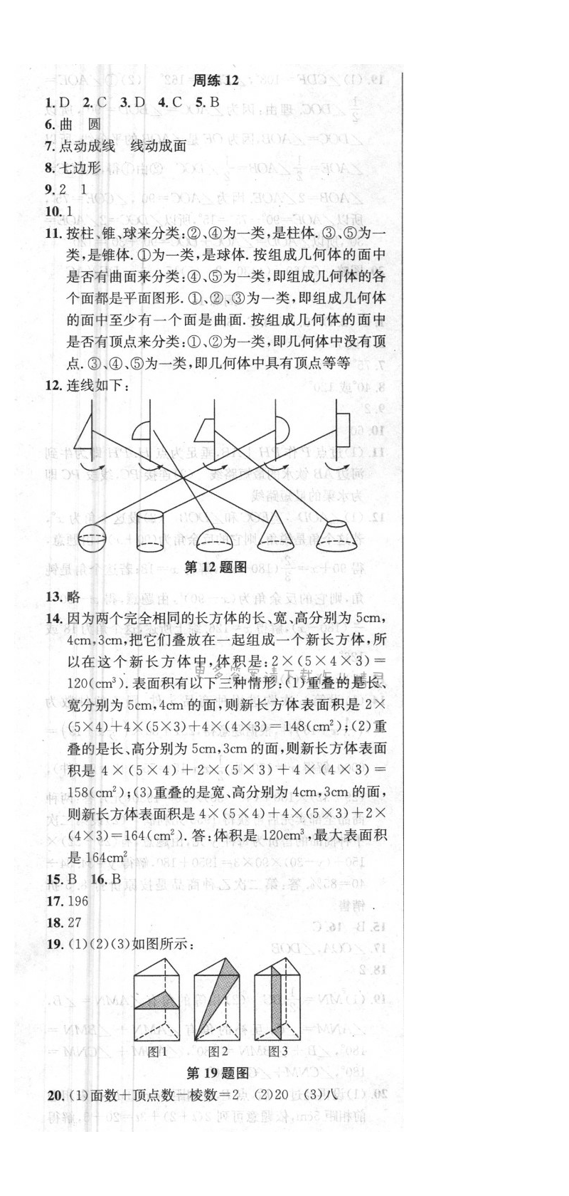 提优训练非常阶段123七年级数学上册江苏版 周练12