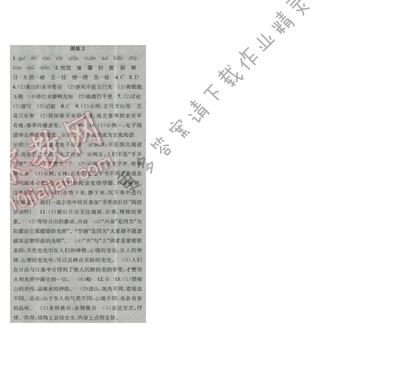 提优训练非常阶段123九年级语文上册江苏版 周练2