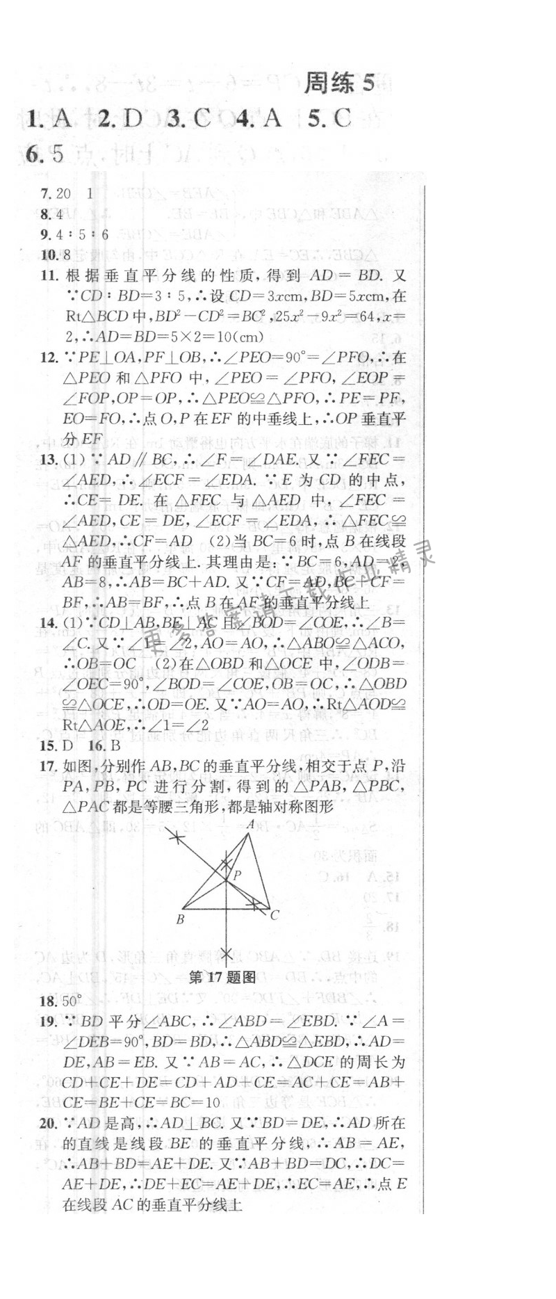 2016年提优训练非常阶段123八年级数学上册江苏版 周练5