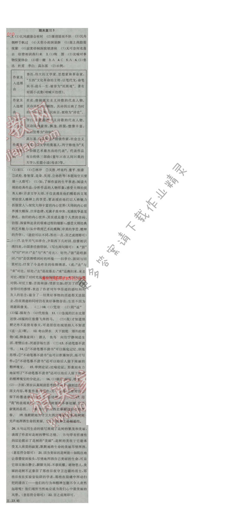 提优训练非常阶段123九年级语文上册江苏版 期末复习5