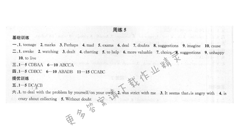 提优训练非常阶段123九年级英语上册江苏版 周练5