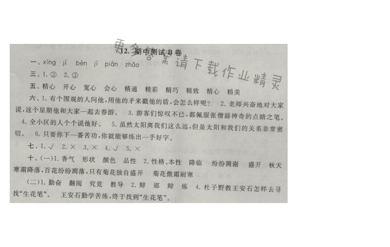 启东黄冈大试卷五年级语文上册江苏版 12.期中测试B卷