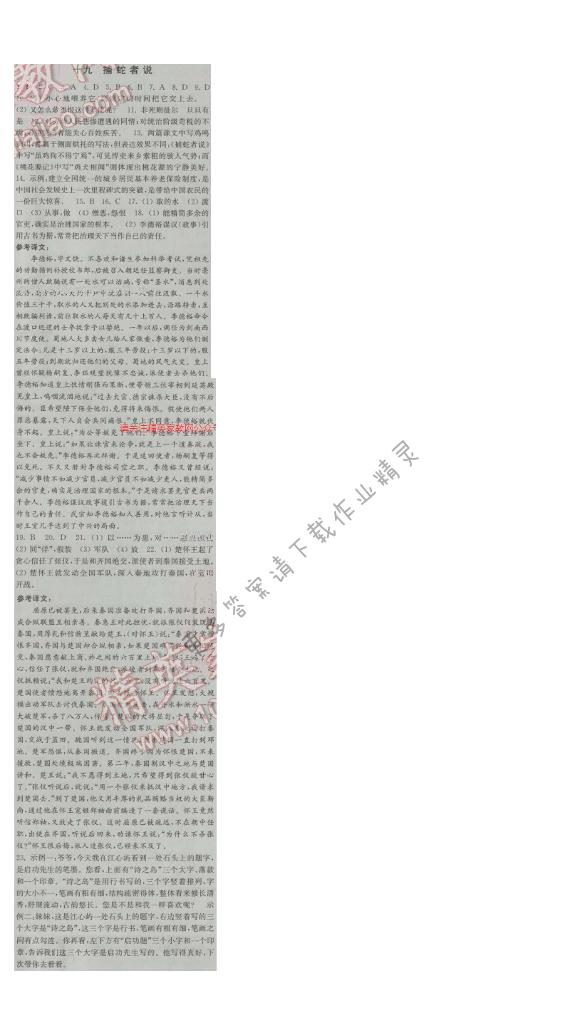 亮点给力提优课时作业本九年级语文上册江苏版 十九 扑蛇者说