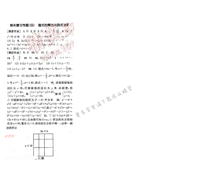 通城学典课时作业本八年级数学上册人教版 期末复习专题(四)
