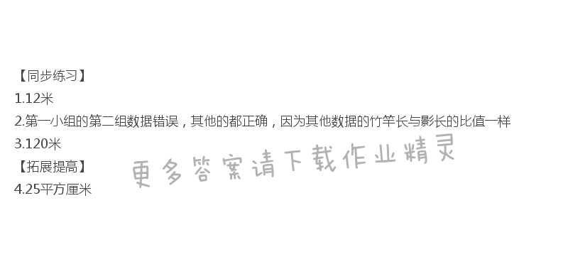 六年级数学下册同步练习答案第六单元大树有多高