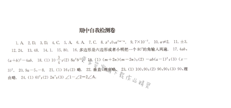 期中自我检测卷课课练答案