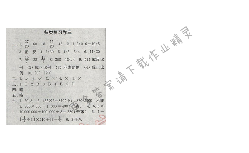 2017年新编金3练六年级数学下册江苏版归类复习卷三