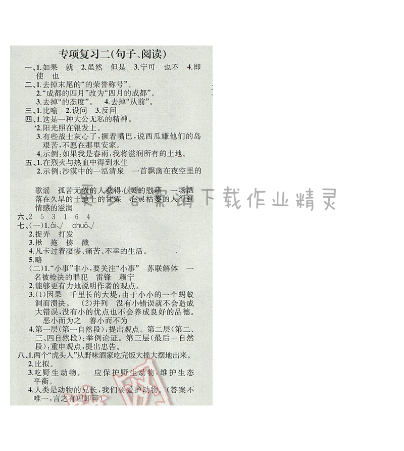 专项复习二同步解析与测评答案