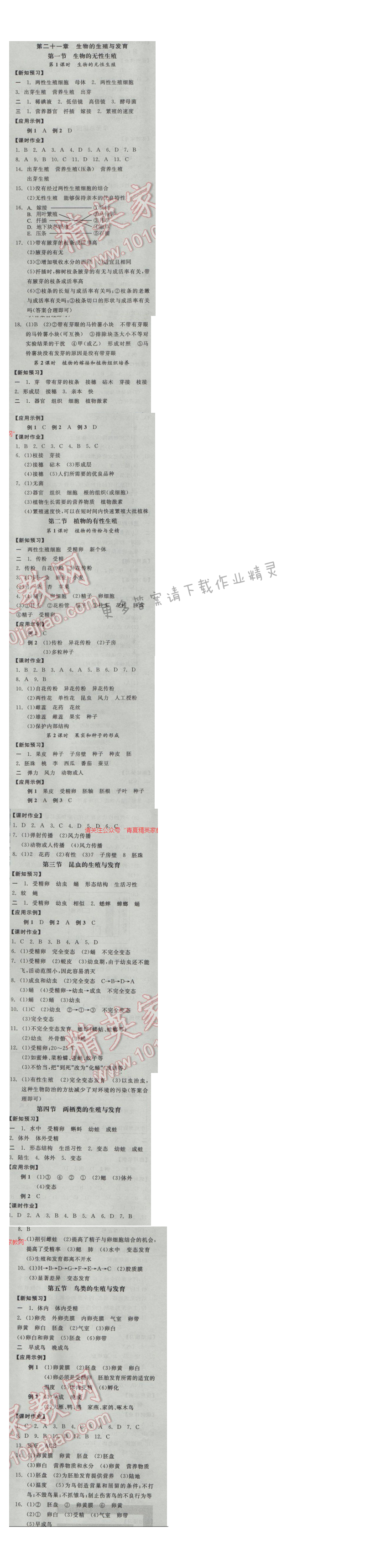 2017全品学练考八年级生物学下册苏教版第二十一章
