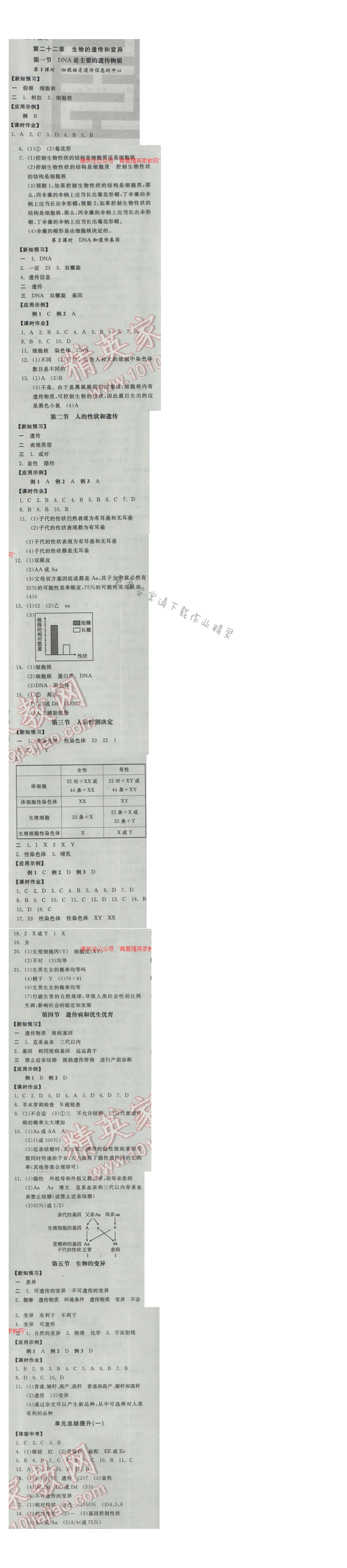 2017全品学练考八年级生物学下册苏教版第二十二章