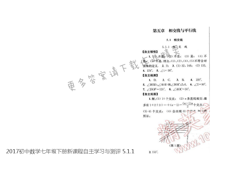 2017初中数学七年级下册新课程自主学习与测评 5.1.1