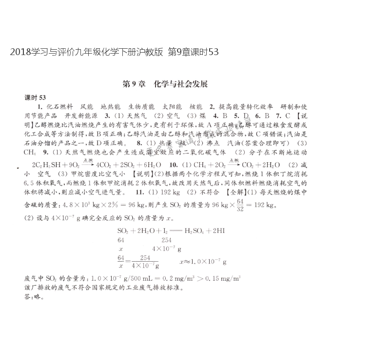 2018学习与评价九年级化学下册沪教版  第9章课时53