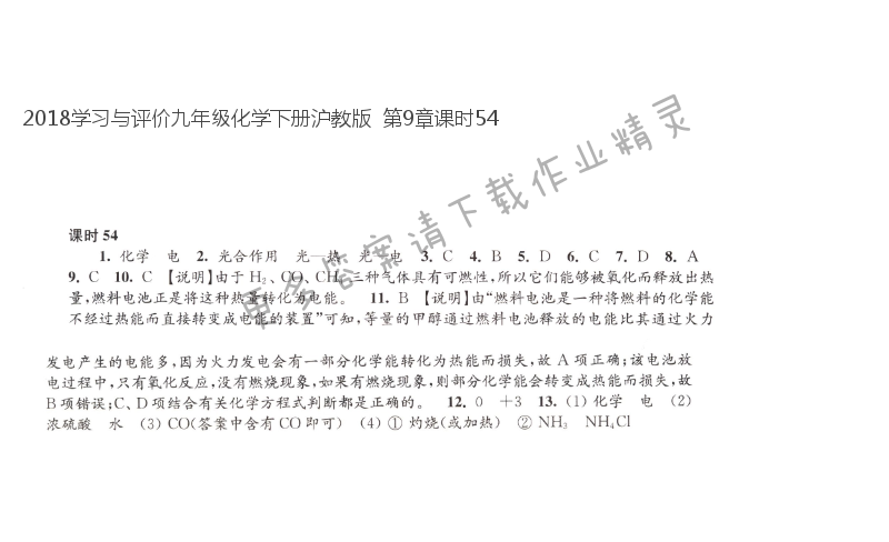 2018学习与评价九年级化学下册沪教版  第9章课时54