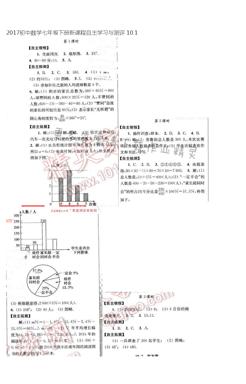 2017初中数学七年级下册新课程自主学习与测评 10.1